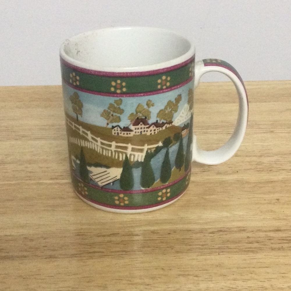 🌞 Vintage Block Indonesia country village ceramic coffee cup by Gear 1995